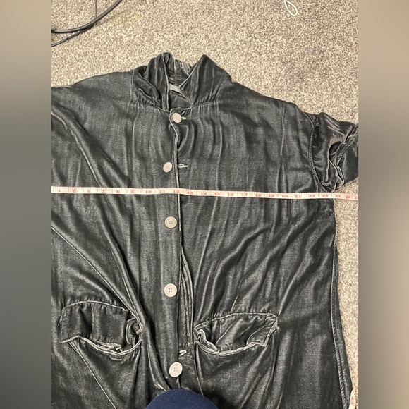 CP Shades Dark Gray Velvour Boho Longline Oversized Duster M Silk Blend Hippie - Picture 8 of 12